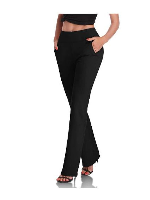 Women's Pants Trousers Straight Black Wine Navy Blue Trousers Casual Daily Pocket Full Length Outdoor Solid Colored S M L XL 2XL - LuckyFash™