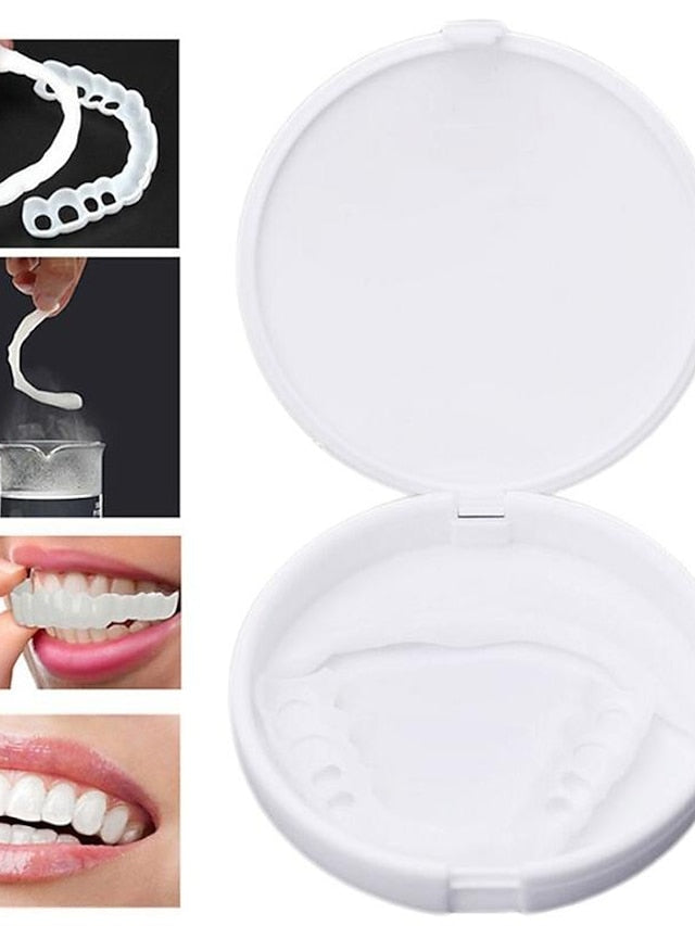 Simulation Braces Silicone Simulation Braces Teeth Smile,Bite-Tooth veneers-Upper and Lower Teeth are Used for whitening Teaching to Cover Imperfect Teeth and Make You Smile Instantly and Confidently