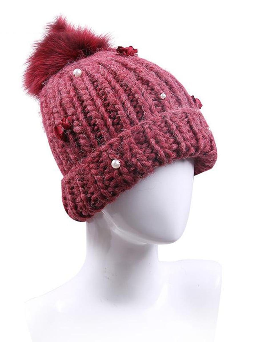 Knitted Woolen Hat for Women temp2021966832 Wine Red / M（56-58m）