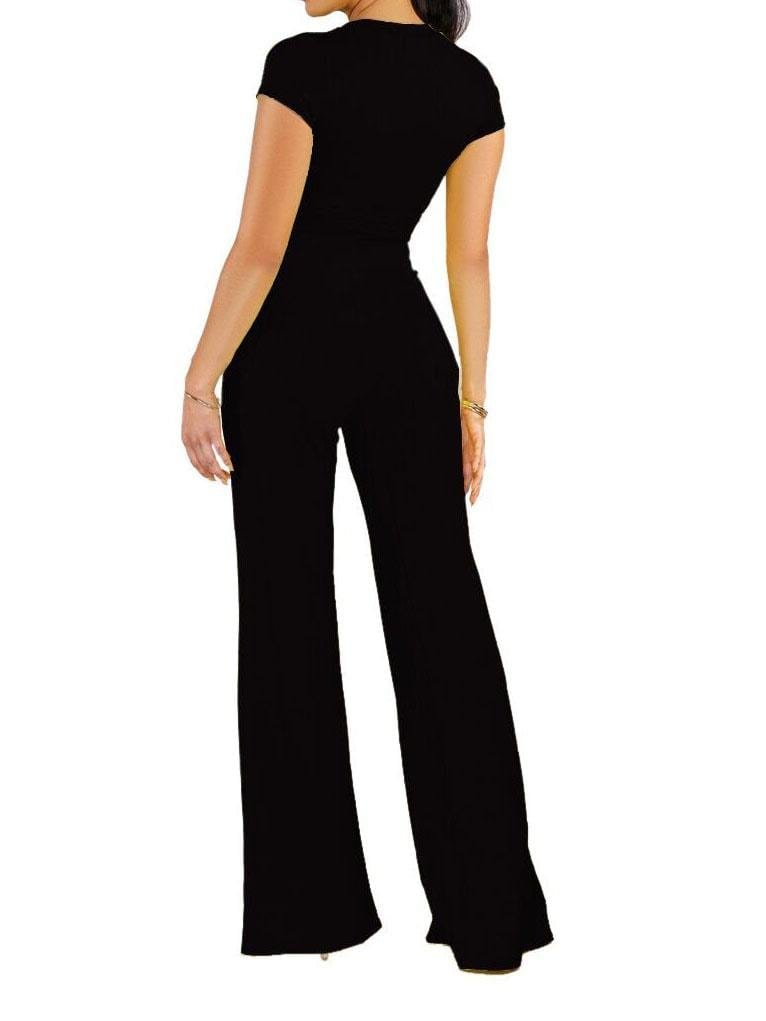 Knot Front Crop Top & Wide Leg Pants Set for Women