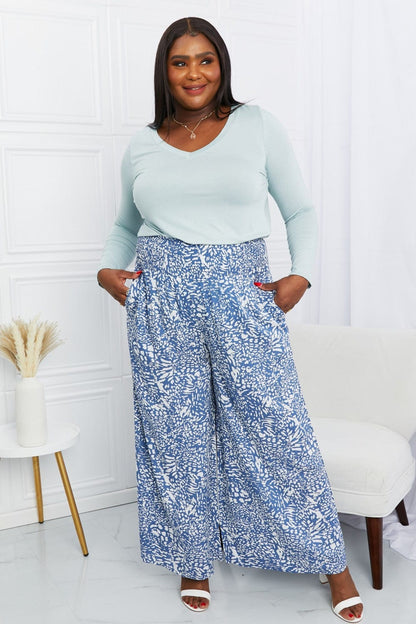 Kori America Full Size Printed Wide-Leg Pants