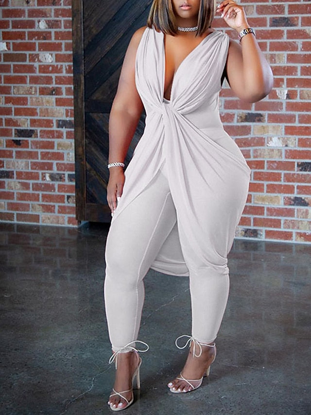Elevate Your Street Style with Women's Sleeveless V-Neck Jumpsuit