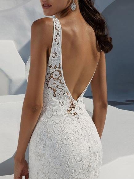 Lace Backless Deep V Neck Party Evening Dress