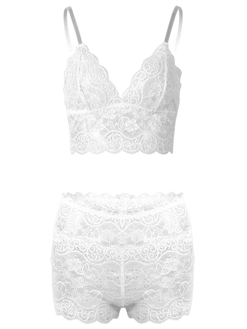 Lace Bra And Panties Two-piece Lingerie Set LIN2106040018WHIM White / M
