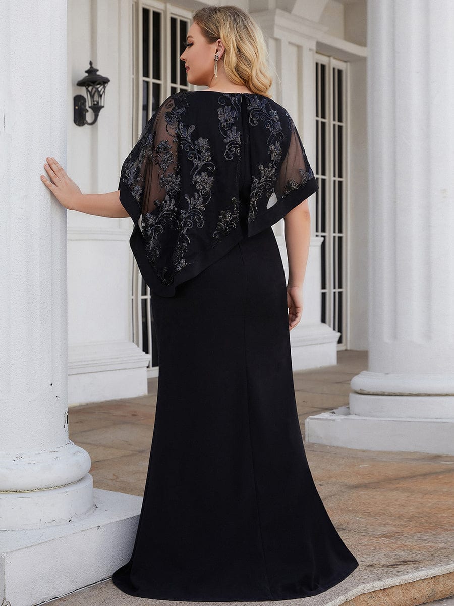 Lace Sequin Shirt Bodycon Floor-Length Mother Dress