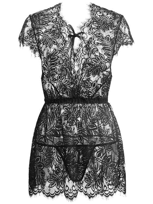 Lace Short Dress & Underwear Lingerie LIN2106040017BLAS Black / S