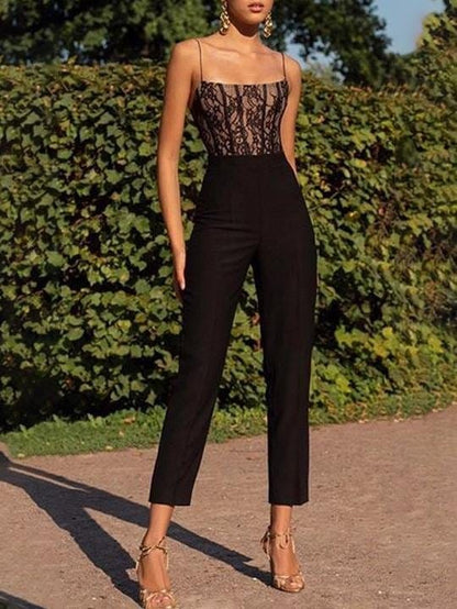 Lace Sling Sleeveless Jumpsuit for Women JUM2107011160BLAS Black / S