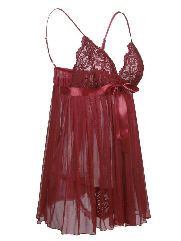 Lace Solid Color Suspender Nightdress