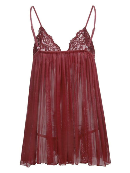 Lace Solid Color Suspender Nightdress