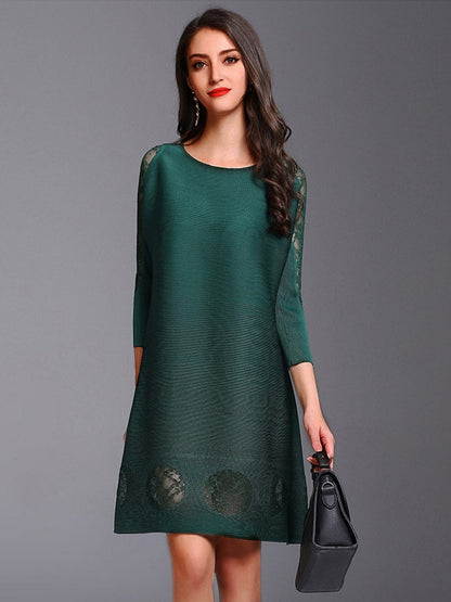 Lace Stitching Diamond Slimming Mini Dress DRE2303270106GREONESIZE Green / 4/6(M)