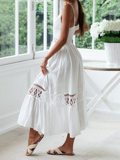 Lace Stitching Hollow Slit Sling Dress