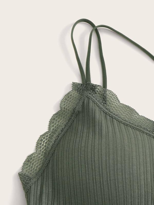 Lace Trim Bralette LIN210408195GRE One-Size / Army Green