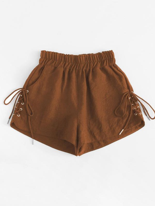 Lace-Up High-Rise Shorts