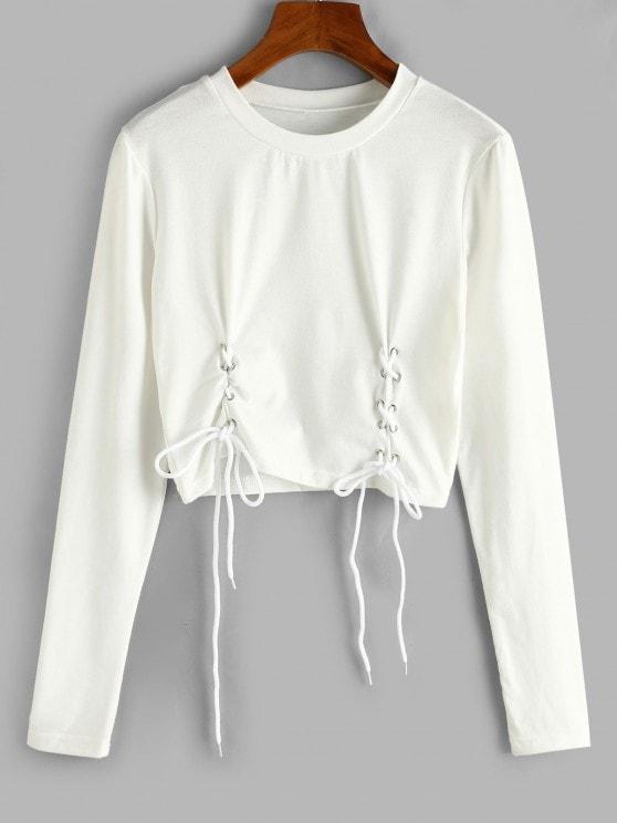 Lace-up Long Sleeve Crop Tee for Women