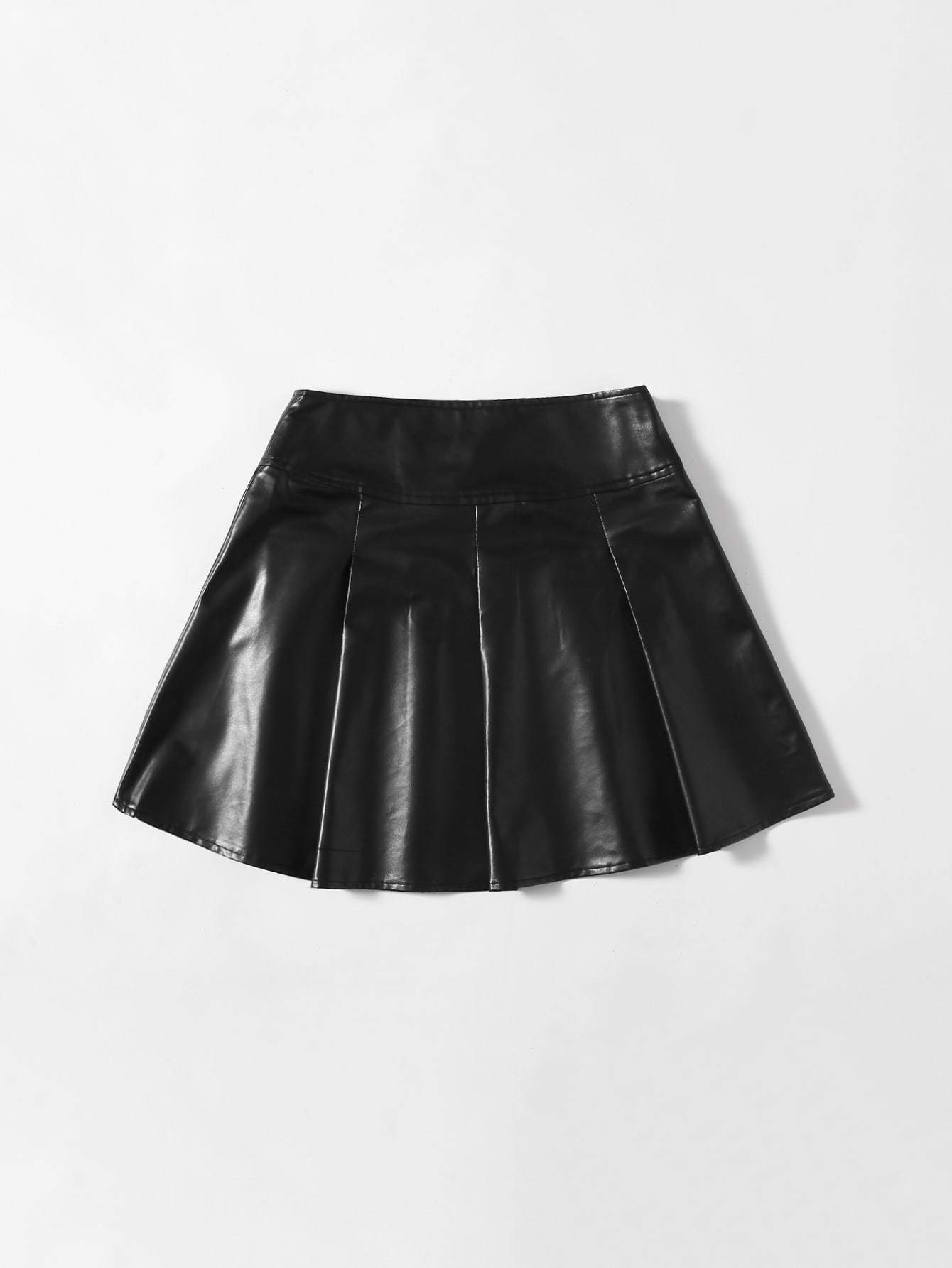 Lace Up Waist PU Leather Skirt