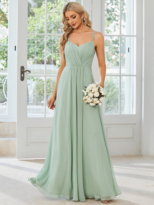 Lace V Back Chiffon Wholesale Bridesmaid Dresses ES01692MG04 Mint Green / 4