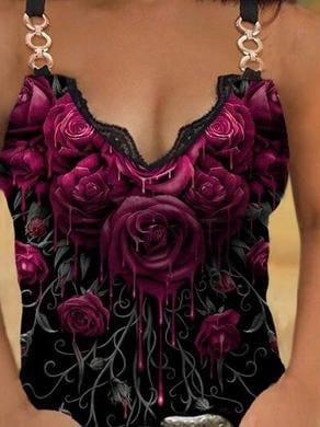 Lace V-neck Printed Camisole