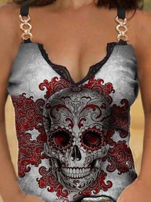 Lace V-neck Printed Camisole