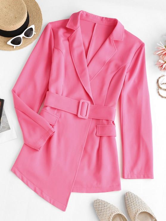 Lapel Belted Flap Detail Blazer BLA210226242PINS Pink / S