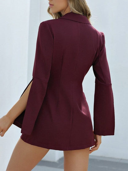 Lapel Collar Split Sleeve Blazer Dress