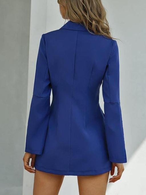 Lapel Collar Split Sleeve Blazer Dress