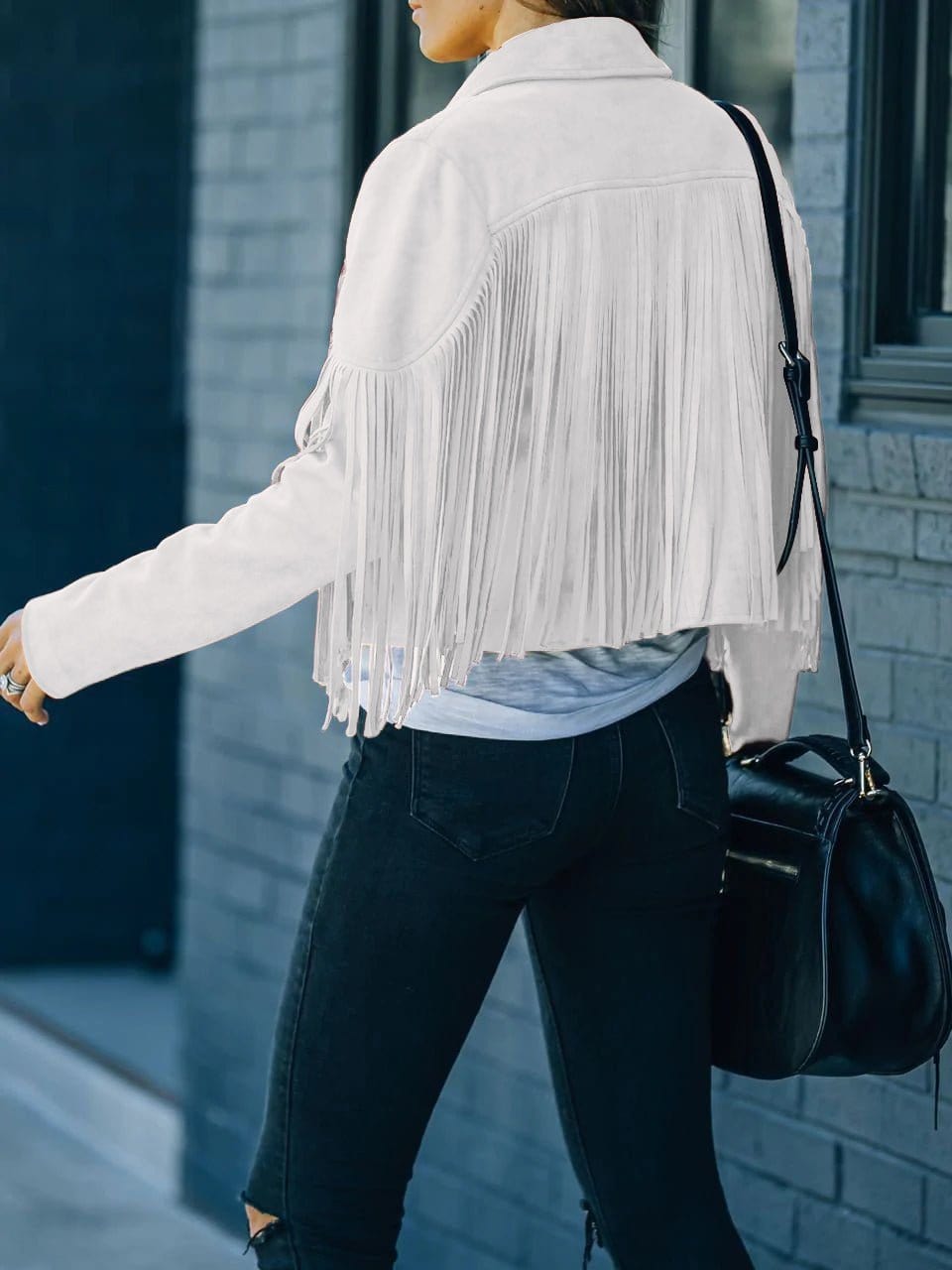 Lapel Fringe Long Sleeve Coat