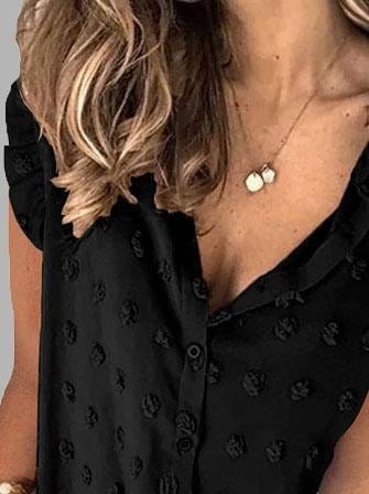 Lapel Sleeveless Solid Color Button Blouses