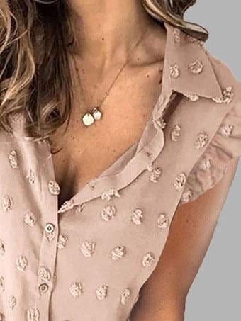 Lapel Sleeveless Solid Color Button Blouses