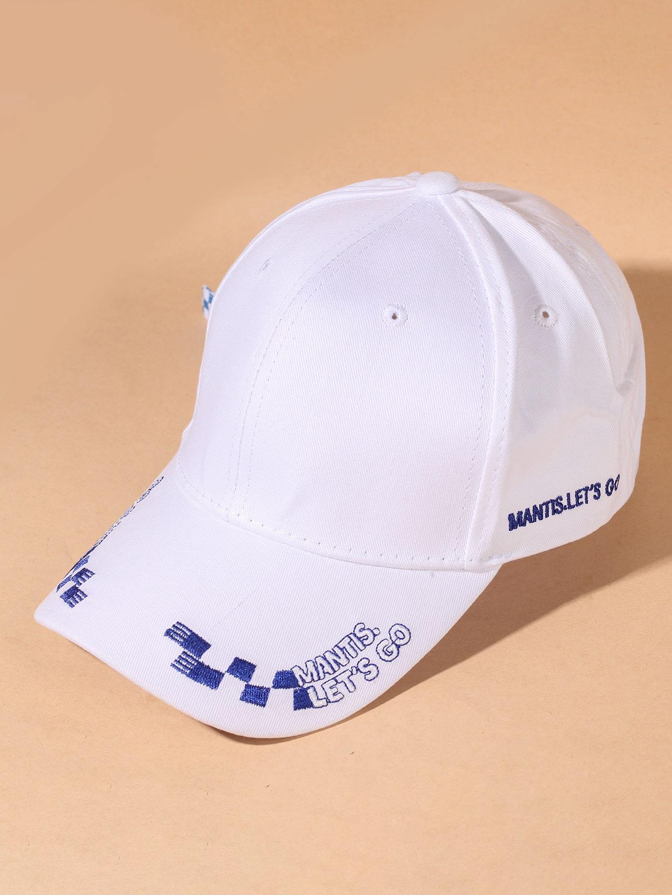 Lattice & Letter Embroidered Baseball Cap for Women BAS210224127WHI White