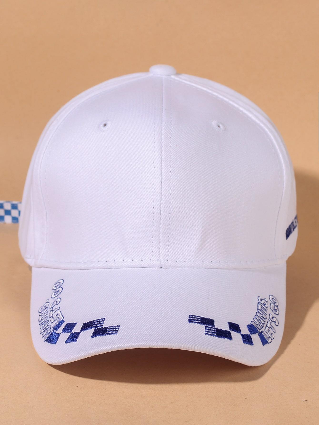 Lattice & Letter Embroidered Baseball Cap for Women