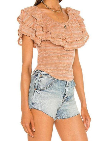 Layered Ruffles Collar Slim Blouse for Women