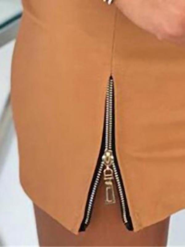 Leather Pu Strappy Zipper High Waist Bag Hip Skirt