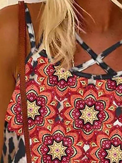 Leopard And Flower Print Camisole Vest