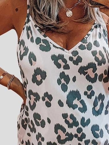 Leopard And Zebra Printed V-Neck Casual Tank Tops