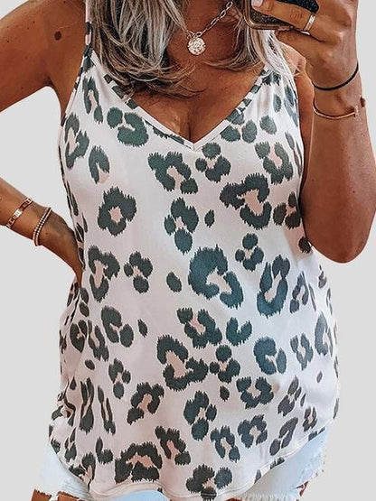 Leopard And Zebra Printed V-Neck Casual Tank Tops