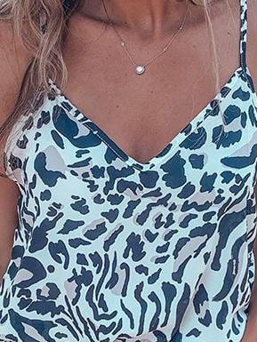 Leopard And Zebra Printed V-Neck Casual Tank Tops