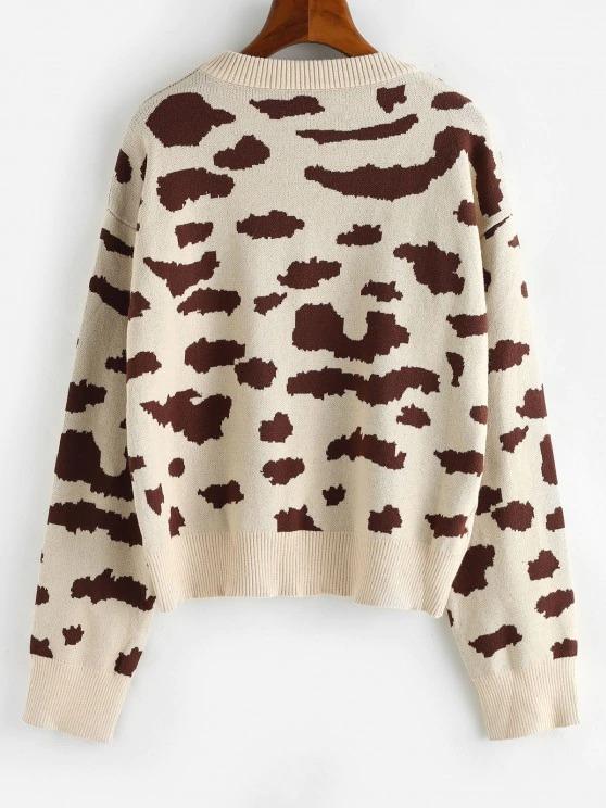 Leopard Animal Print Drop Shoulder Sweater