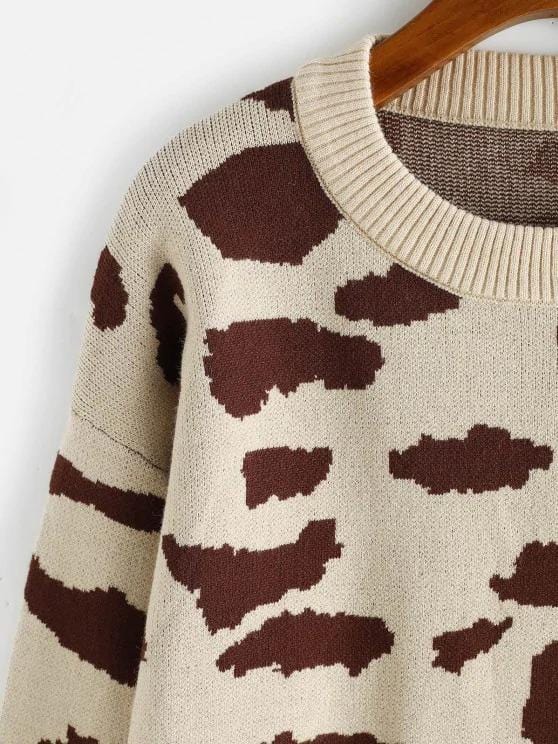 Leopard Animal Print Drop Shoulder Sweater