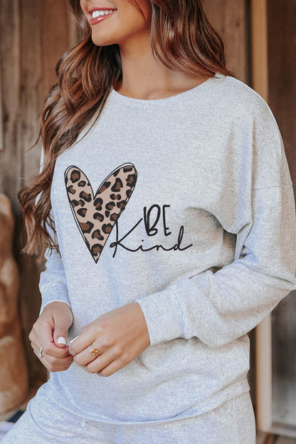 Leopard Heart Graphic Lounge Set for Positive Vibes