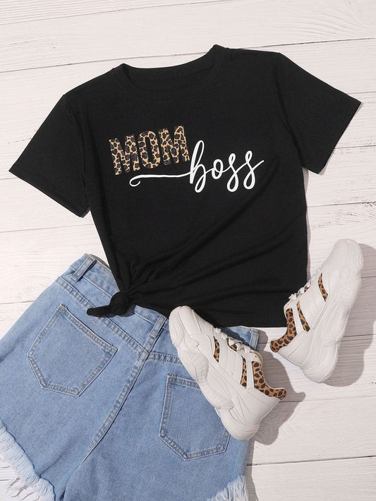 Leopard & Letter Graphic Tee