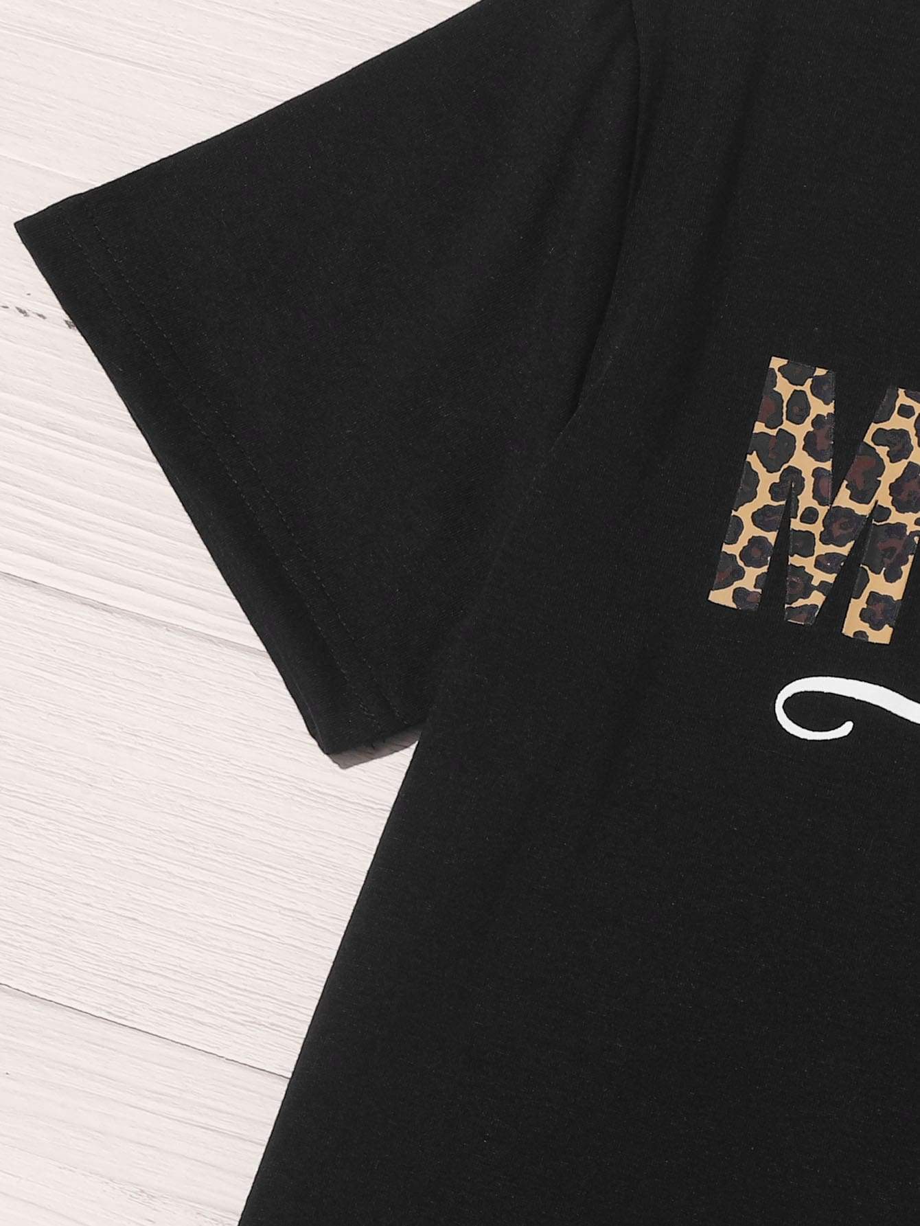 Leopard & Letter Graphic Tee