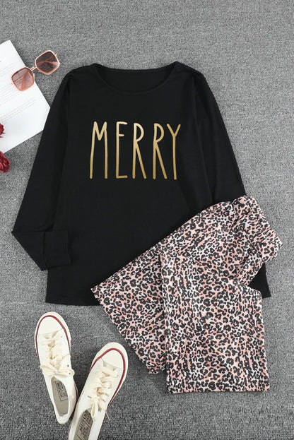 Leopard Print "MERRY" Graphic Lounge Set