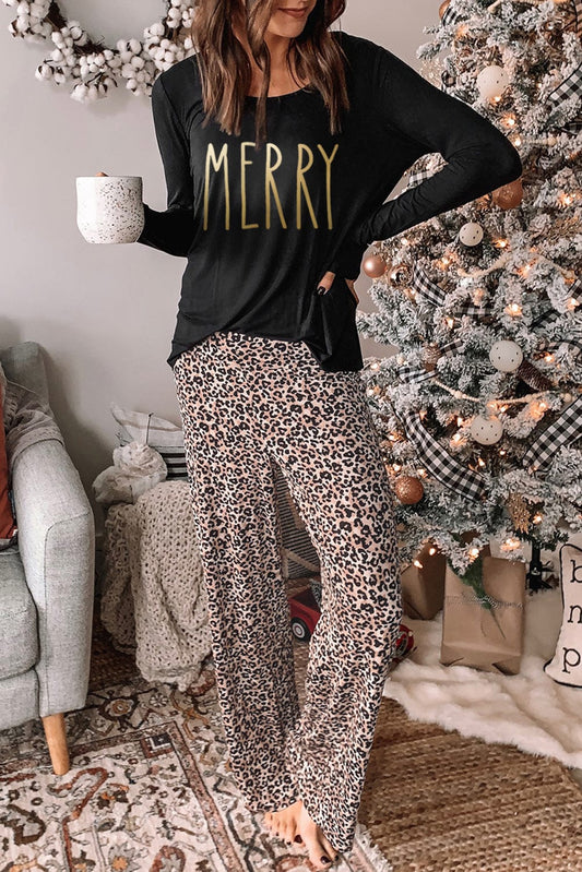 Leopard Print "MERRY" Graphic Lounge Set