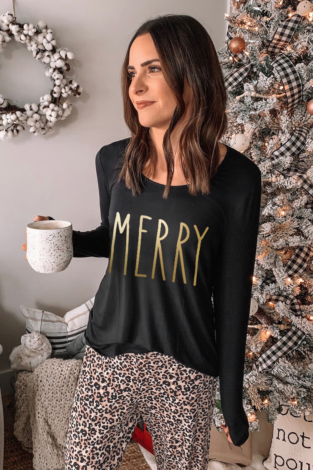 Leopard Print "MERRY" Graphic Lounge Set