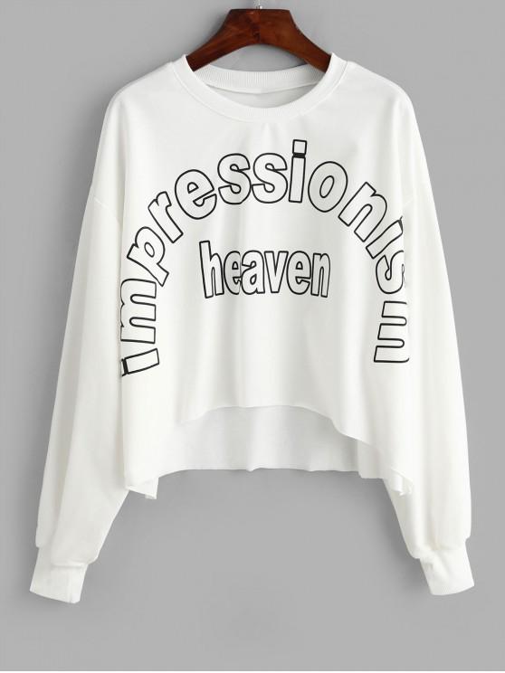 Letter Graphic Stepped Hem Oversized Crop Sweatshirt for Women