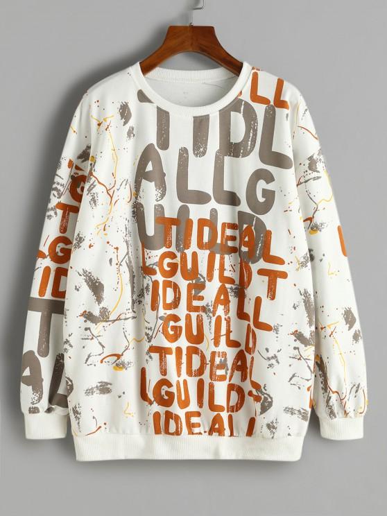 Letter Scrawl Drop Shoulder Loose Sweatshirt - LuckyFash™