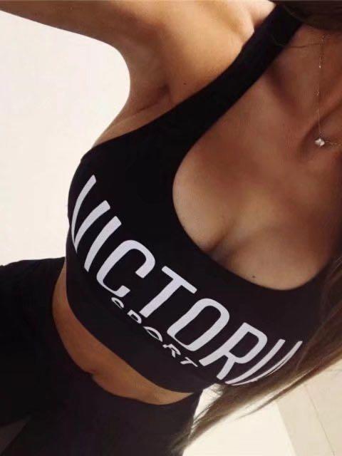 Light Support Letter Graphic Racer Back Sports Bra - LuckyFash™