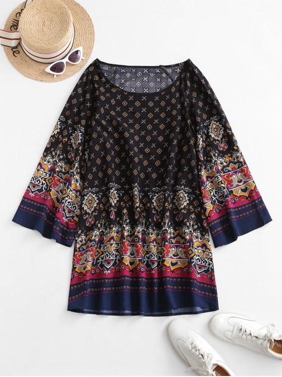 Long Sleeve Bohemian Printed Tunic Dress - LuckyFash™