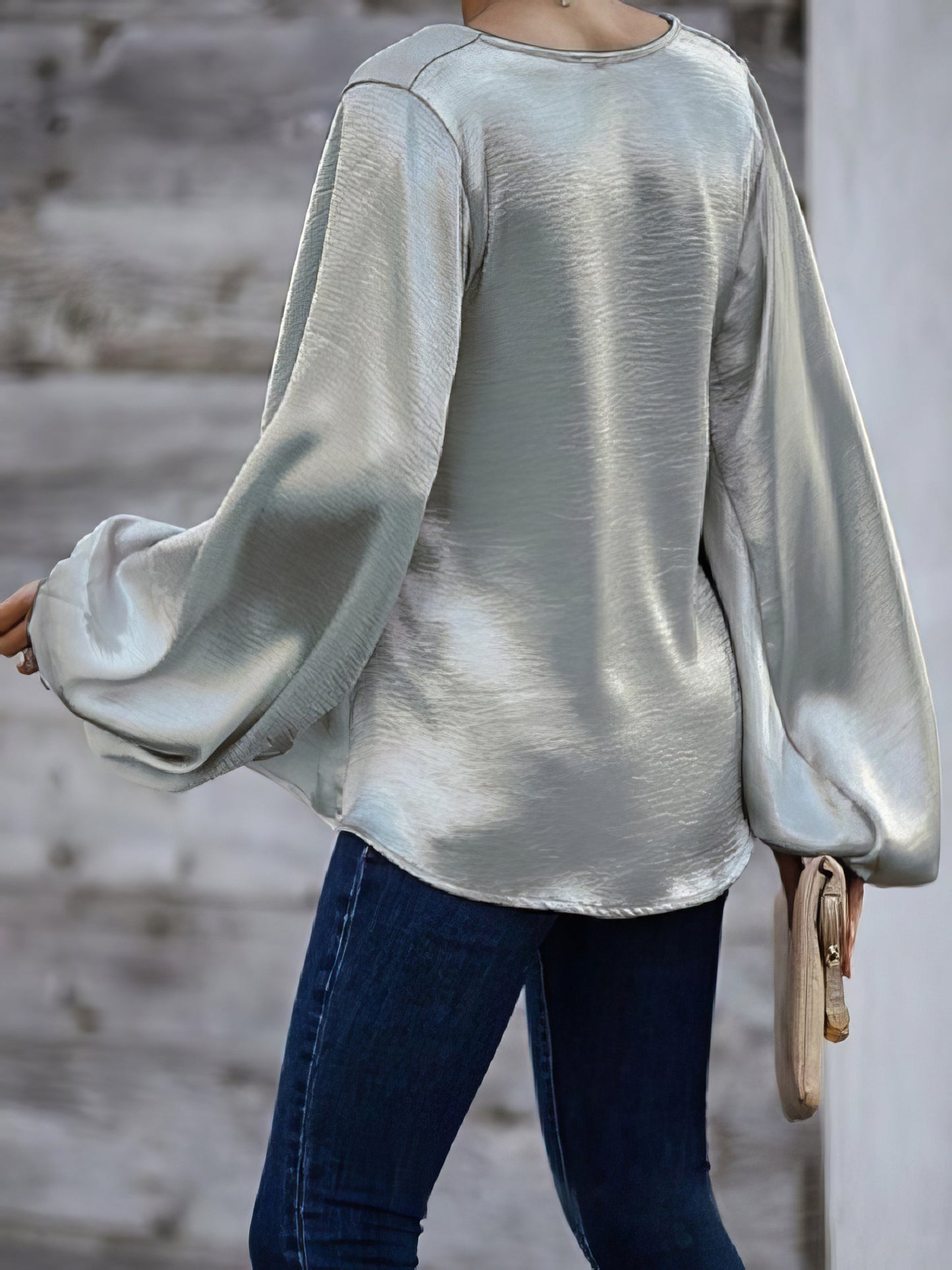 Blouses - Long Sleeve Loose V-neck Solid Blouse - MsDressly