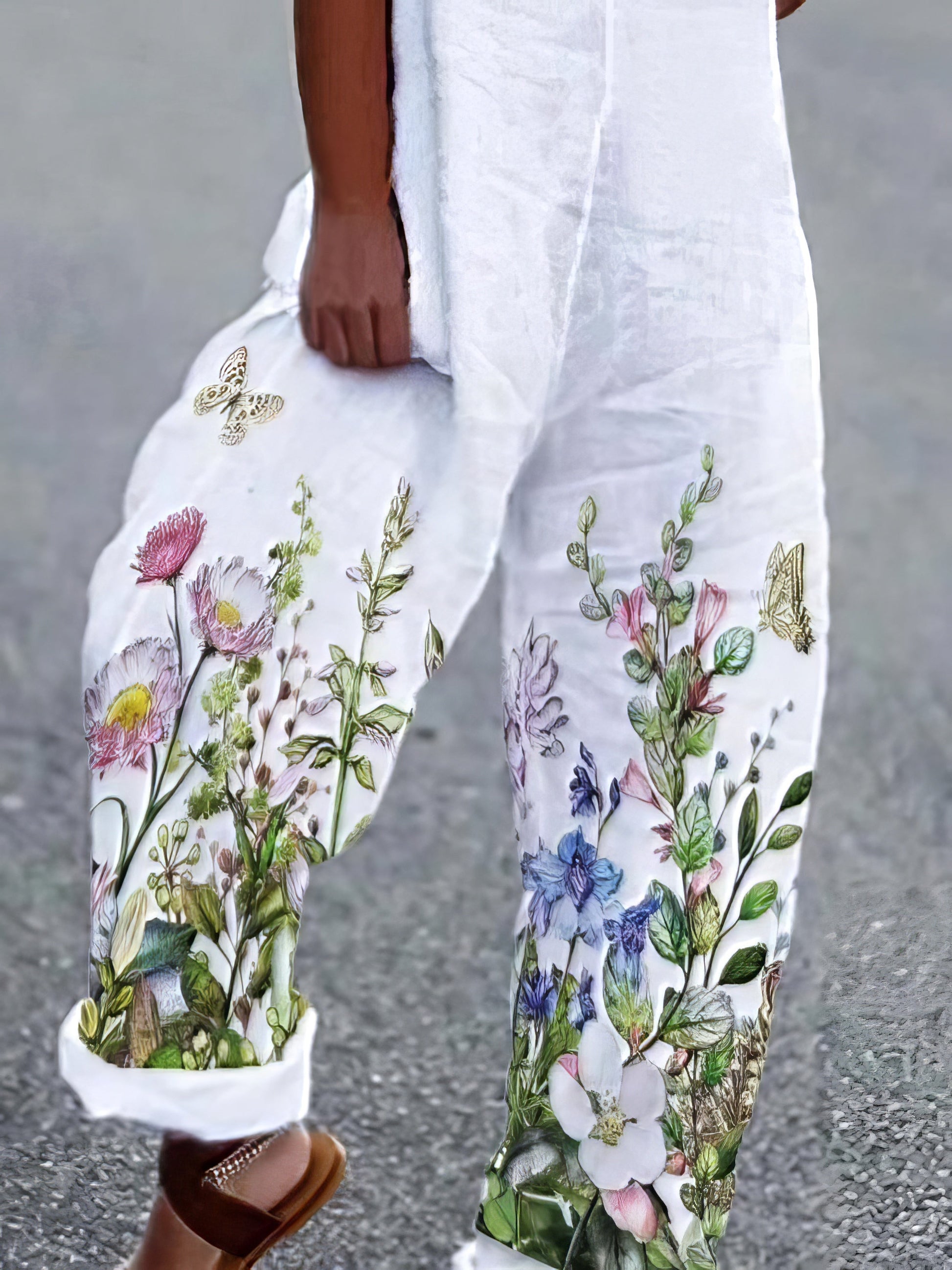 Jumpsuits - Loose Floral Sleeveless Wide-Leg Jumpsuit - MsDressly